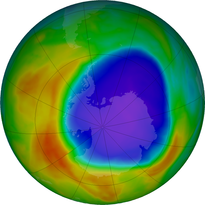 Antarctic ozone map for 15 October 2024